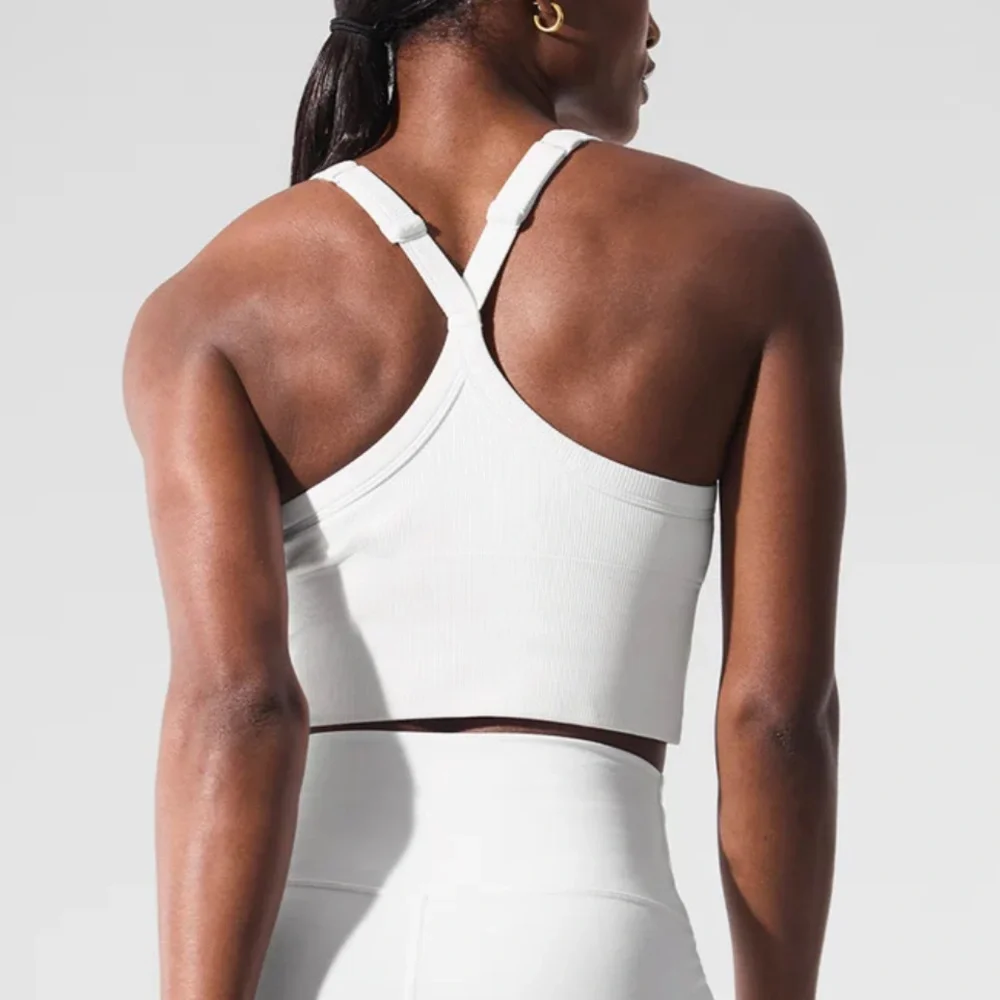 Alo Yoga chestnut seamless ribbed tank racerback pullover fitness crop m l - Picture 3 of 4